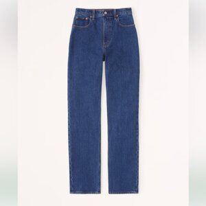 Abercrombie Ultra High Rise 90s Straight Jean Dark Wash W 28 Extra Long Inseam